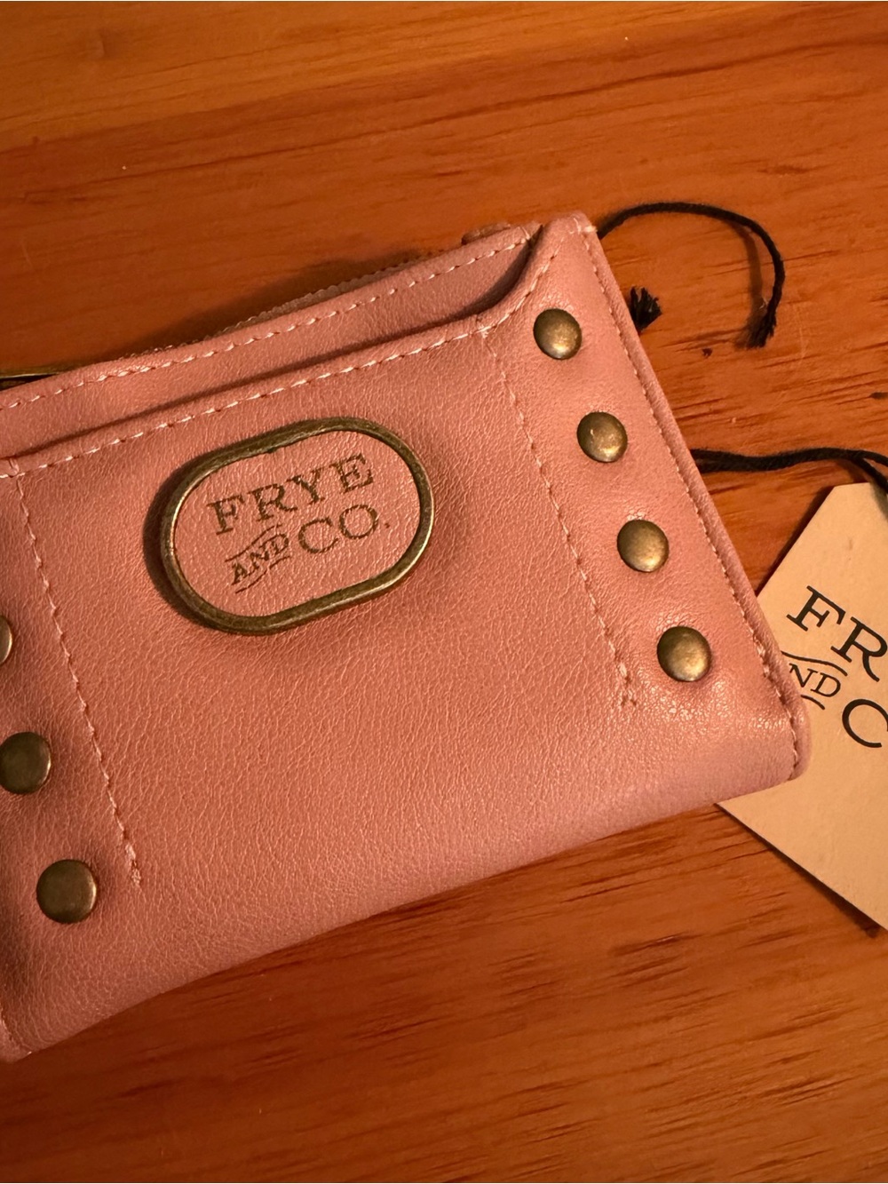 Frye and Co. Pink Leather Studded Card Wallet